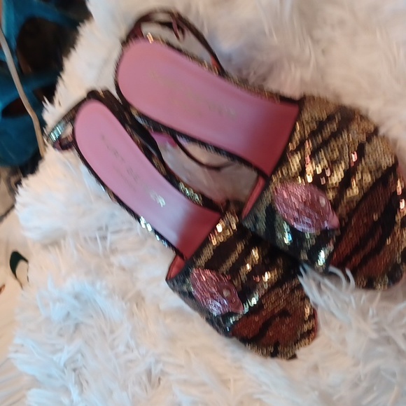 KURT GEIGER LONDON  Kensington Sequin Zebra Striped  Brown & Gold Seqin EU 37 - Picture 5 of 15
